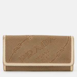 Prada Beige Jacquard Logo Canvas and Leather Flap Continental Wallet, Wallets & Money Clips - Luxury Closet catalog