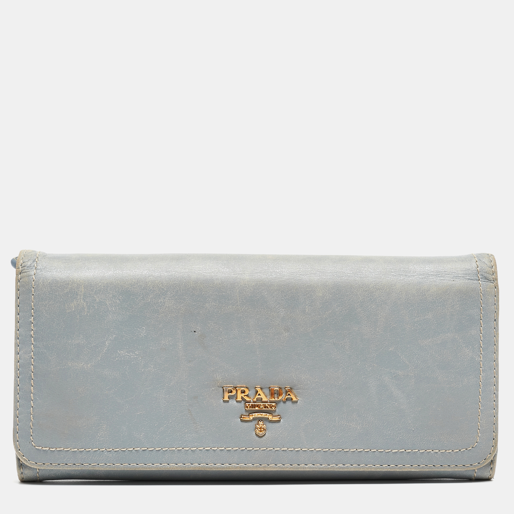 Prada Light Blue Leather Logo Flap Continental Wallet, Wallets & Money Clips - Luxury Closet catalog