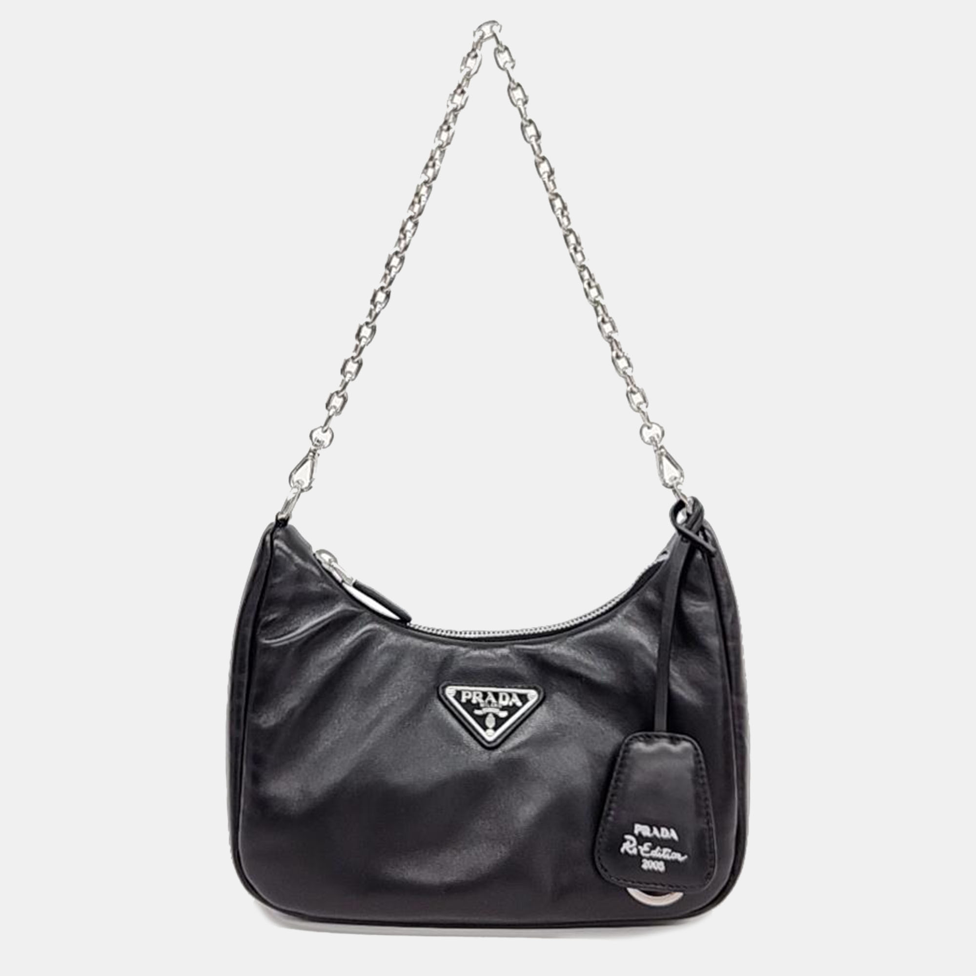 Prada Black Leather Tessuto Padded Hobo Bag, Shoulder Bags - Luxury Closet catalog