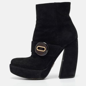 Prada Black Suede Zip Ankle Boots Size 37, Boots - Luxury Closet catalog