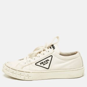 Prada White Canvas Cassetta Lace Up Sneakers Size 38, Athletic Shoes & Sneakers - Luxury Closet catalog