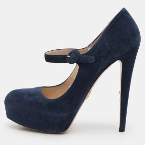 Prada Blue Suede Mary Jane Pumps Size 37, Pumps - Luxury Closet catalog