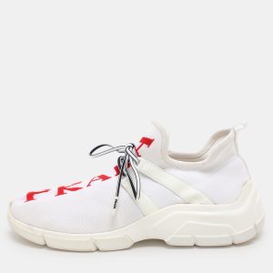 Prada White/Red Knit Fabric Low Top Sneakers Size 38, Athletic Shoes & Sneakers - Luxury Closet catalog