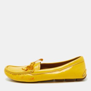 Prada Mustard Yellow Patent Leather Bow Slip On Loafers Size 37.5, Loafers & Slip-Ons - Luxury Closet catalog