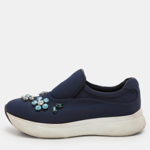 Prada Blue Nylon Catch Me If You Can Crystal Embellished Slip On Sneakers Size 35.5, Athletic Shoes & Sneakers - Luxury Closet catalog