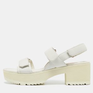 Prada White Leather Slingback Platform Sandals Size 38.5, Sandals - Luxury Closet catalog