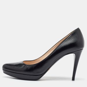 Prada Black Saffiano Patent Leather Platform Pumps Size 40.5, Pumps - Luxury Closet catalog