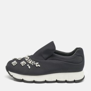Prada Black Nylon Crystal Embellished Slip On Sneakers Size 38.5, Athletic Shoes & Sneakers - Luxury Closet catalog