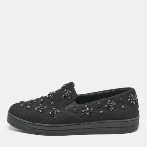 Prada Black Felt Crystal Embellished Slip On Sneakers Size 39, Athletic Shoes & Sneakers - Luxury Closet catalog