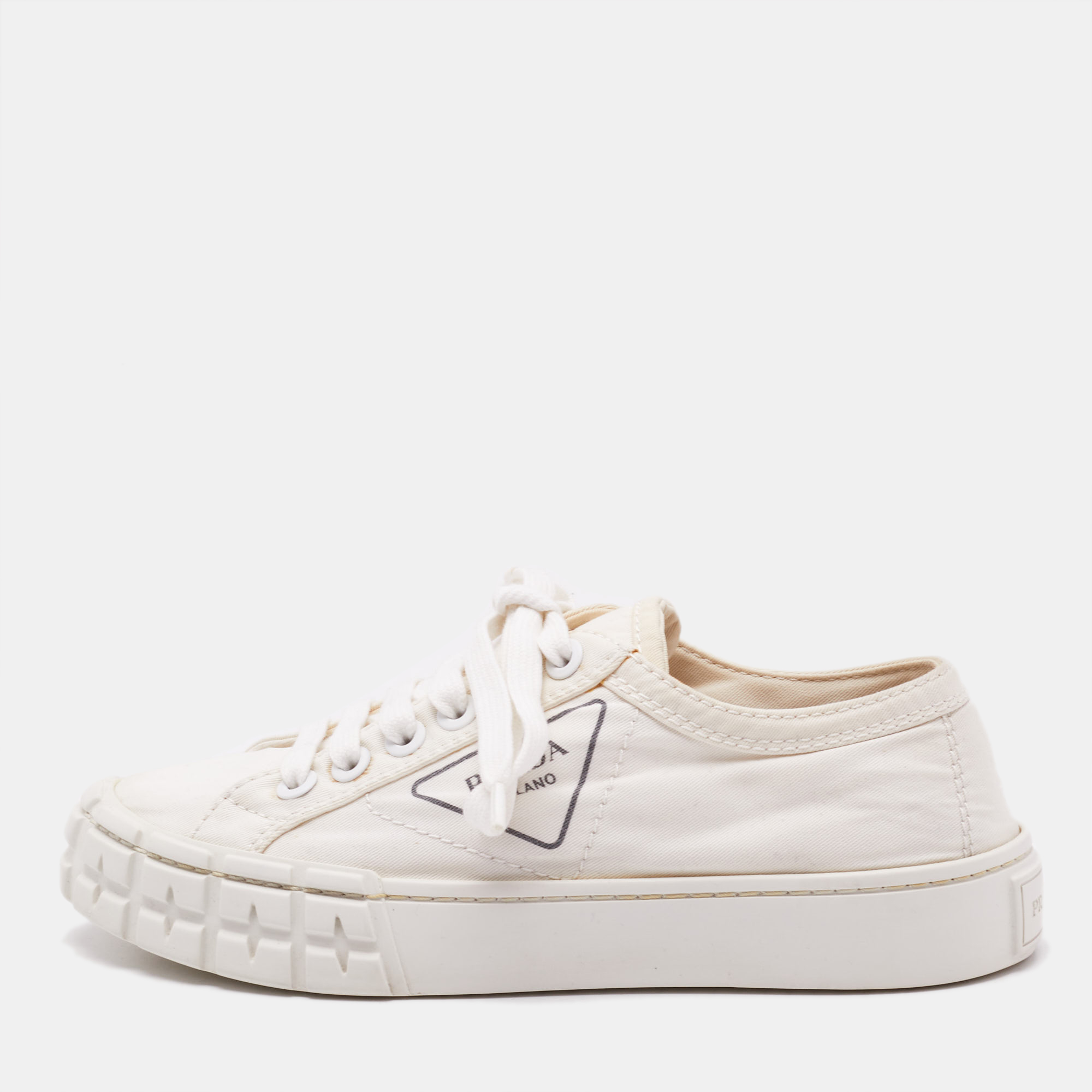 Prada White Re-Nylon Double Wheel Low Top Sneakers Size 37, Athletic Shoes & Sneakers - Luxury Closet catalog