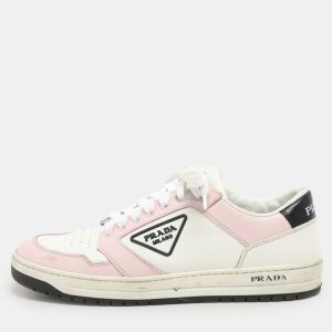 Prada White/Pink Leather Low Top Sneakers Size 38, Athletic Shoes & Sneakers - Luxury Closet catalog