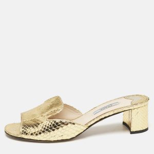 Prada Gold Python Embossed Leather Slide Sandals Size 37, Sandals - Luxury Closet catalog