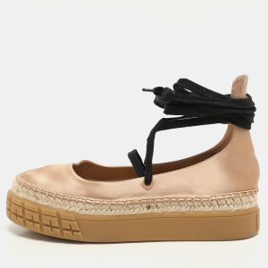 Prada Metallic Beige Satin Tyre-Sole Espadrille Size 36.5, Flats - Luxury Closet catalog