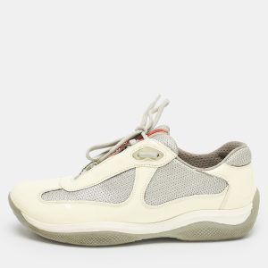 Prada Cream/Grey Mesh and Patent Leather Low Top Sneakers Size 38.5, Athletic Shoes & Sneakers - Luxury Closet catalog