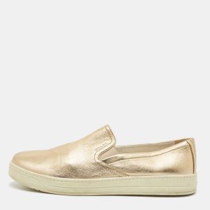 Prada Gold Leather Slip on Sneakers Size 40, Athletic Shoes & Sneakers - Luxury Closet catalog