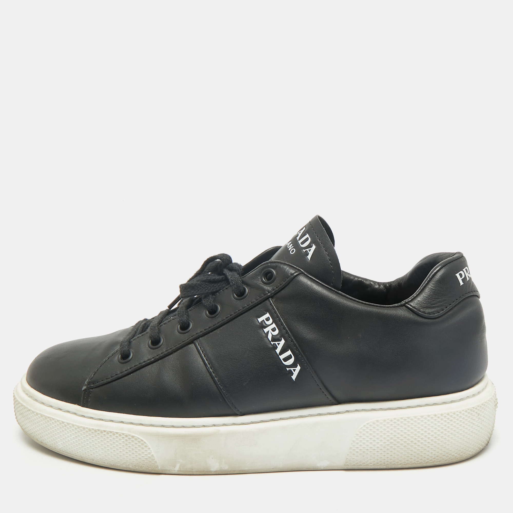 Prada Black Leather Low Top Sneakers Size 39.5, Athletic Shoes & Sneakers - Luxury Closet catalog
