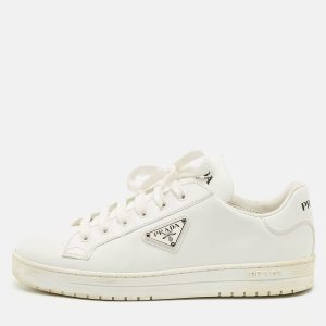 Prada White Leather Low Top Sneakers Size 39.5, Athletic Shoes & Sneakers - Luxury Closet catalog