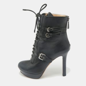 Prada Black Leather Platform Ankle Boots Size 38, Boots - Luxury Closet catalog