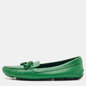 Prada Green Saffiano Leather Bow Slip On Loafers Size 38, Loafers & Slip-Ons - Luxury Closet catalog