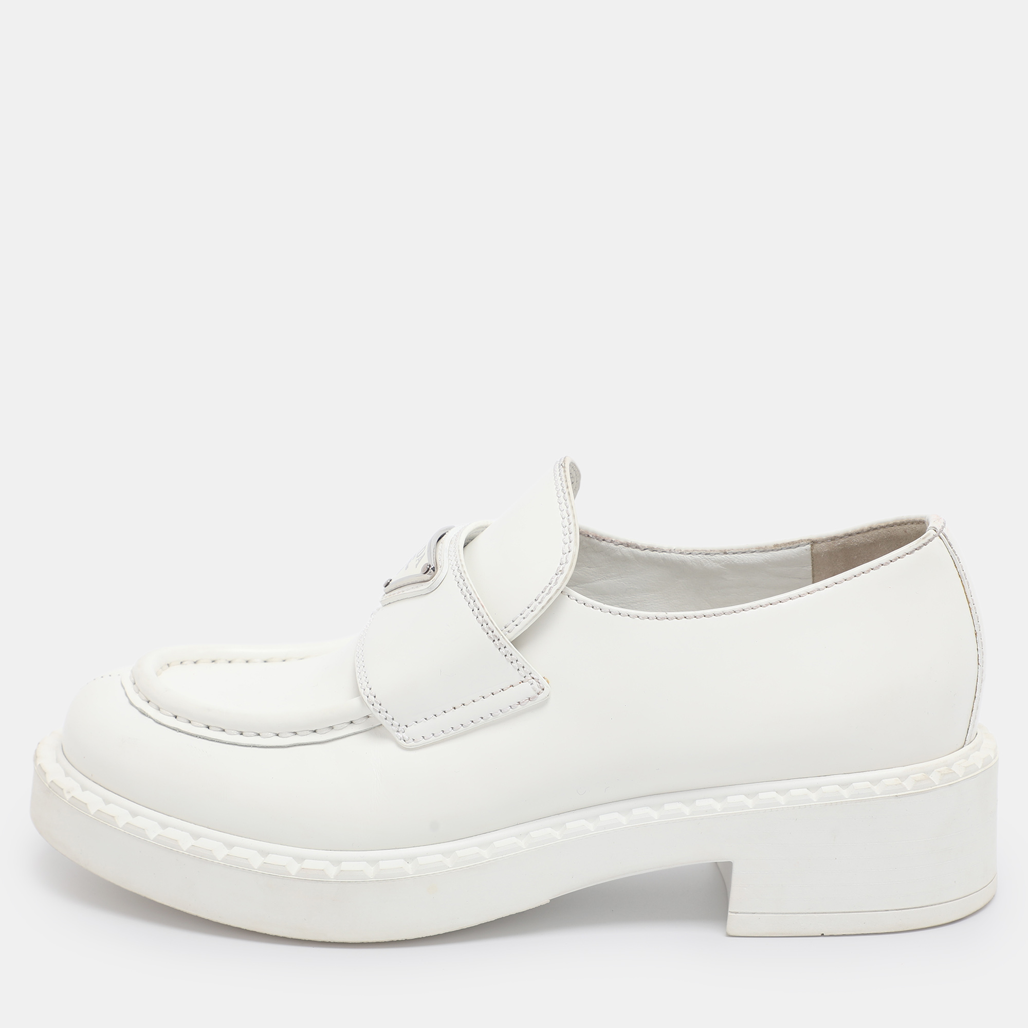 Prada White Leather Slip On Loafers Size 36, Loafers & Slip-Ons - Luxury Closet catalog