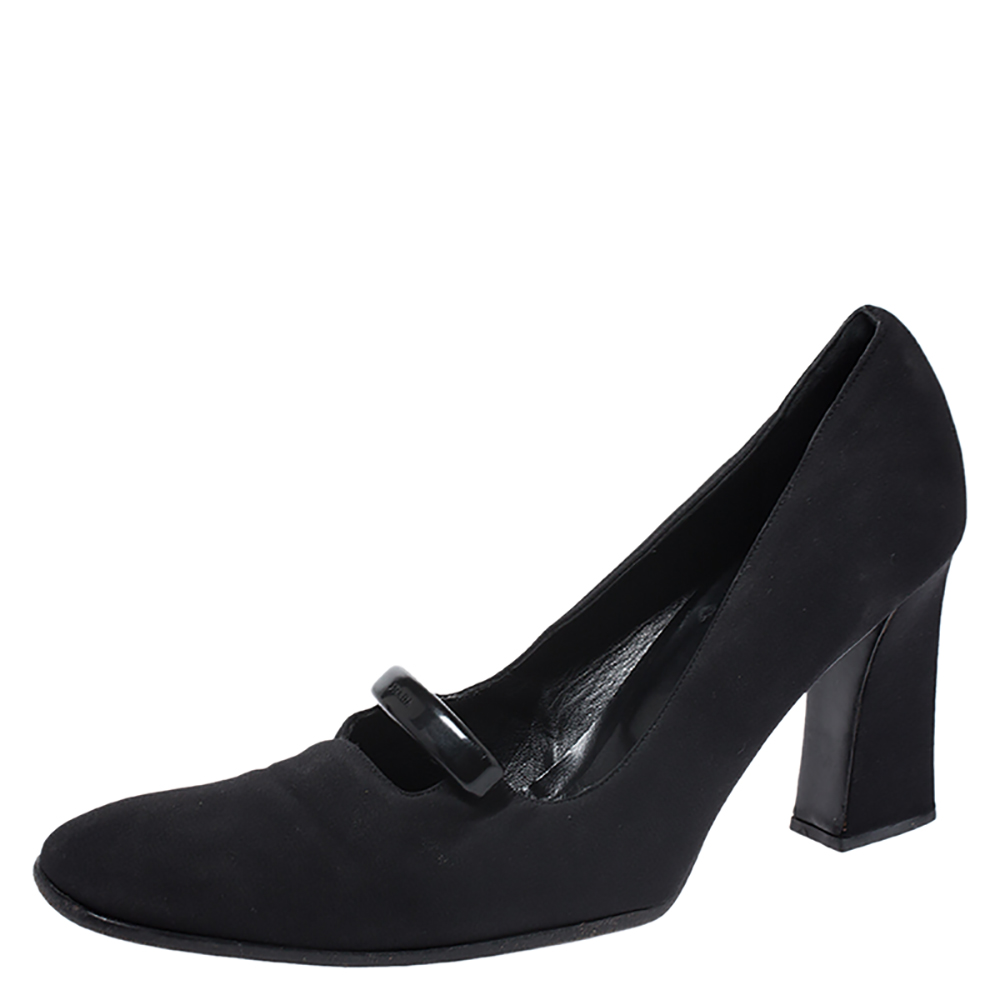 Prada Black Fabric Block Heel Pumps Size 40.5, Pumps - Luxury Closet catalog