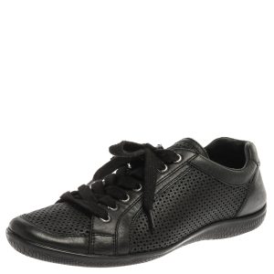 Prada Sports Black Perforated Leather Lace Up Low Top Sneakers Size 38, Athletic Shoes & Sneakers - Luxury Closet catalog