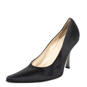 Prada Black Satin Pointed Toe Pumps Size 38.5, Pumps - Luxury Closet catalog