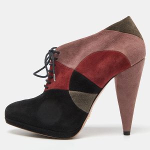 Prada Multicolor Suede Lace Up Platform Booties Size 36.5, Boots - Luxury Closet catalog