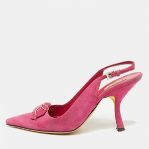 Prada Pink Suede Bow Pointed Toe Slingback Pumps Size 37, Pumps - Luxury Closet catalog