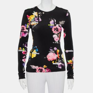 Preen by Thornton Bregazzi Black Floral Printed Jersey Cutout Sleeve Detail Top M, Shirts & Tops - Luxury Closet catalog