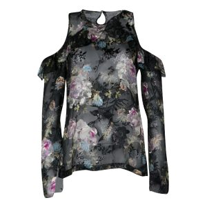 Preen By Thornton Bregazzi Floral Print Devore Chiffon Cold Shoulder Alva Top S, Shirts & Tops - Luxury Closet catalog