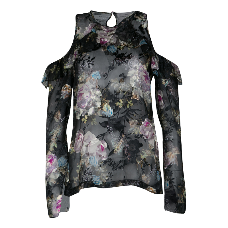 Preen By Thornton Bregazzi Floral Print Devore Chiffon Cold Shoulder Alva Top S, Shirts & Tops - Luxury Closet catalog