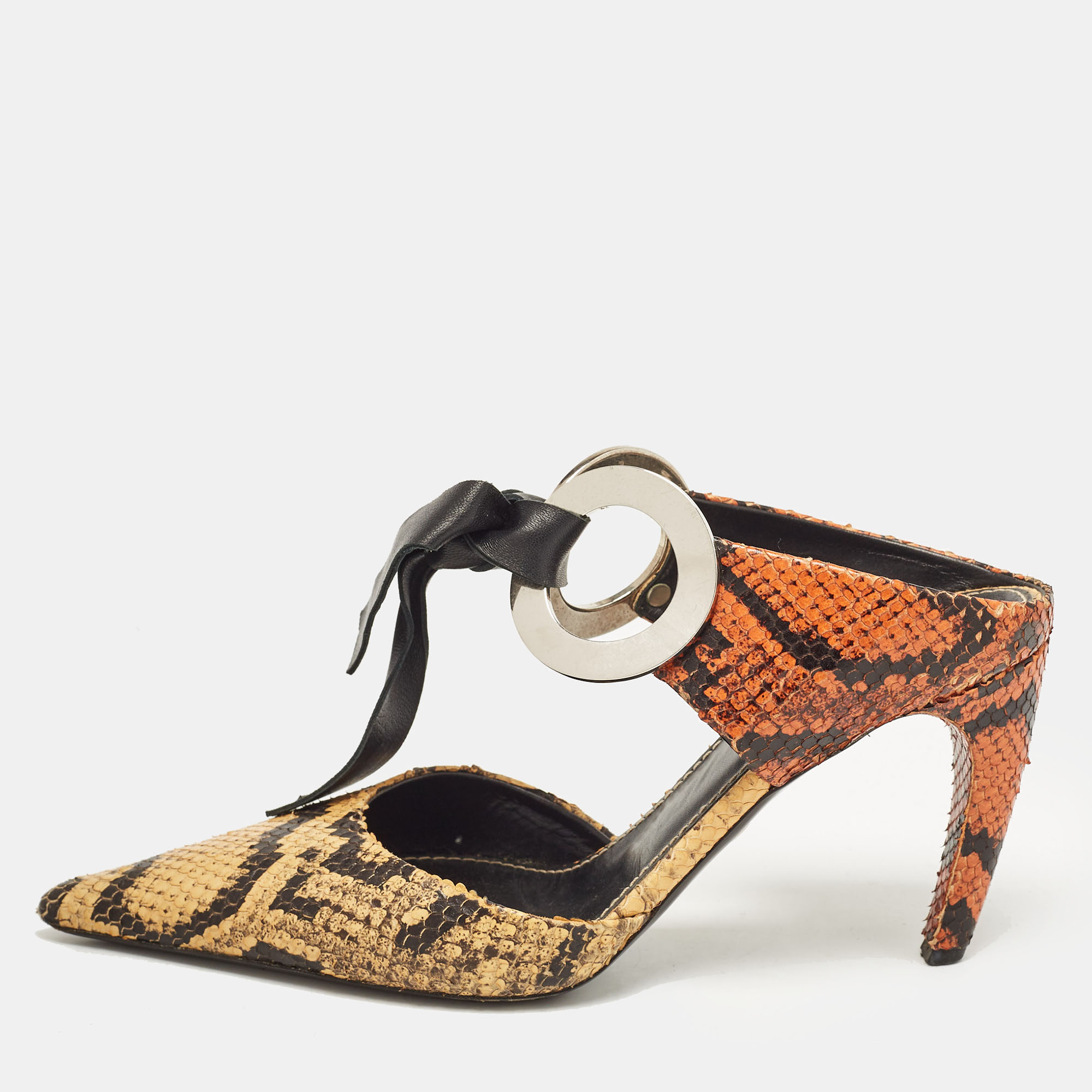 Proenza Schouler Multicolor Python Embossed Leather Pointed Toe Mules Size 38, Sandals - Luxury Closet catalog