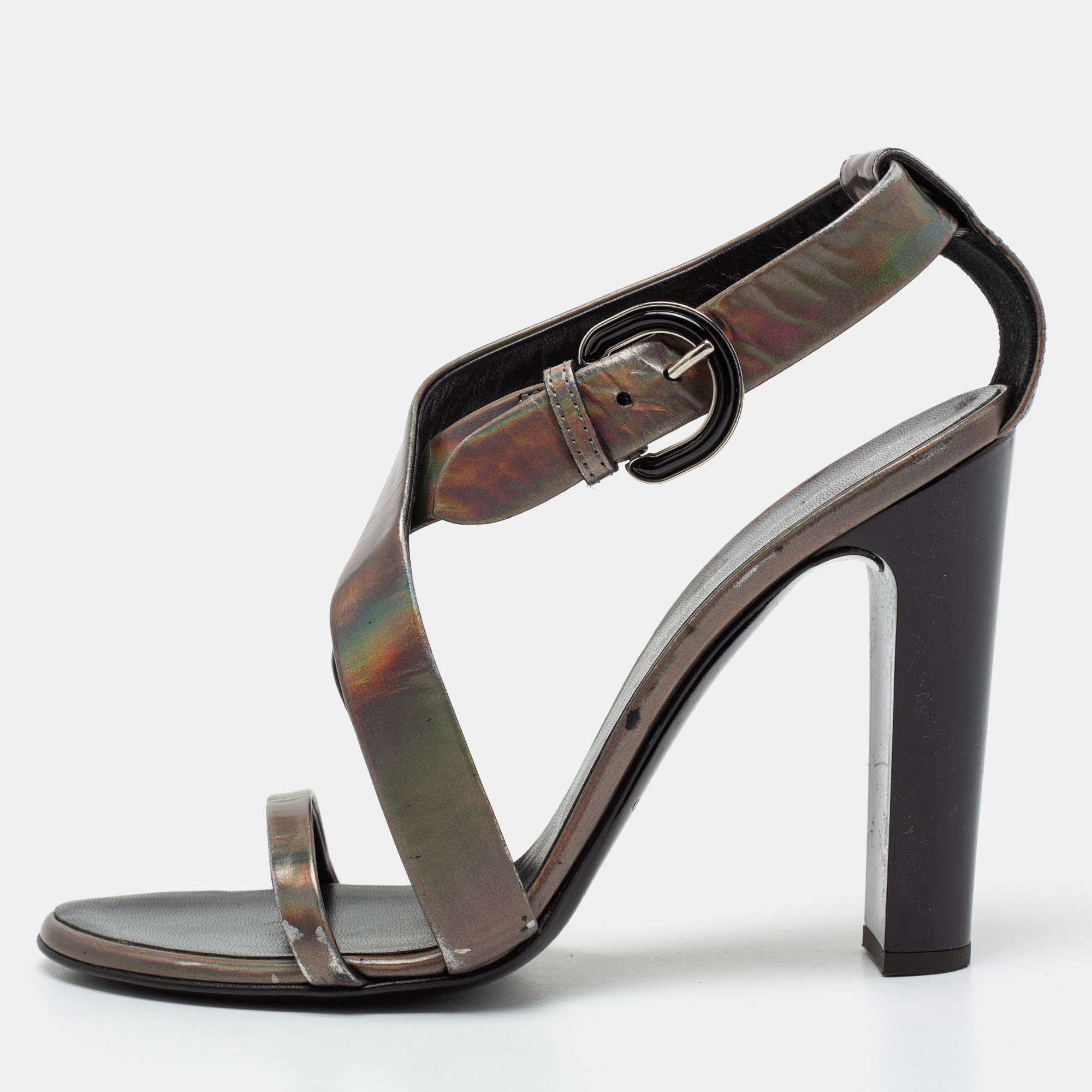 Proenza Schouler Metallic Patent Leather Iridescent Strappy Sandals Size 37.5, Sandals - Luxury Closet catalog