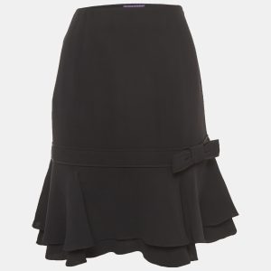 Ralph Lauren Collection Black Silk Bow Detail Ruffled Short Skirt L, Skirts - Luxury Closet catalog