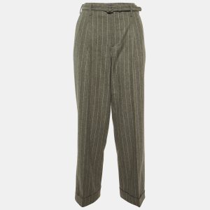 Ralph Lauren Grey Striped Wool Belted Formal Trousers S, Clothing - Luxury Closet catalog