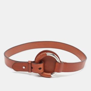 Ralph Lauren Brown Leather Ring Buckle Belt, Belt Buckles - Luxury Closet catalog