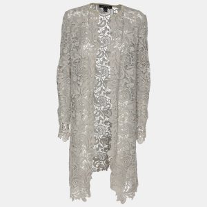 Ralph Lauren Grey Lace Front Open Long Shrug S, Sweaters & Cardigans - Luxury Closet catalog