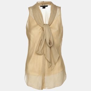 Ralph Lauren Gold Silk Top M, Shirts & Tops - Luxury Closet catalog