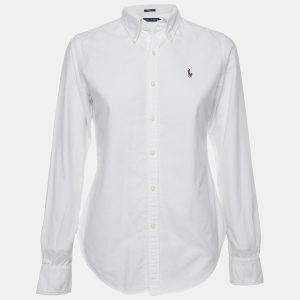 Ralph Lauren White Logo Embroidery Cotton Button Front Shirt M, Shirts & Tops - Luxury Closet catalog