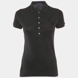 Ralph Lauren Black Beaded Logo Pique Polo T-Shirt M, Shirts & Tops - Luxury Closet catalog