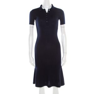 Ralph Lauren Navy Blue Cashmere and Silk Knit Polo Midi Dress XS, Dresses - Luxury Closet catalog