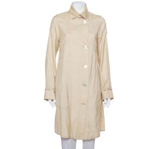 Ralph Lauren Beige Silk Button Front Lightweight Coat S, Coats & Jackets - Luxury Closet catalog