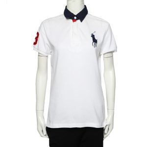 Ralph Lauren White Cotton Pique Contrast Collar Detail Polo T-Shirt L, Shirts & Tops - Luxury Closet catalog