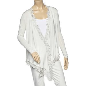 Ralph Lauren Cream Stretch Jersey Crochet Trim Long Sleeve Shrug M, Coats & Jackets - Luxury Closet catalog