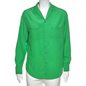 Ralph Lauren Green Silk Pocketed Button Front Shirt M, Shirts & Tops - Luxury Closet catalog