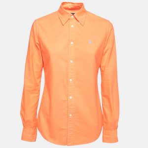Ralph Lauren Neon Orange Cotton Button Front Custom Fit Shirt S, Shirts & Tops - Luxury Closet catalog