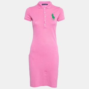 Ralph Lauren Pink Logo Embroidered Cotton Pique Short Sleeve Dress XS, Dresses - Luxury Closet catalog