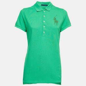 Ralph Lauren Green Cotton Glitter Logo Polo T-Shirt L, Shirts & Tops - Luxury Closet catalog