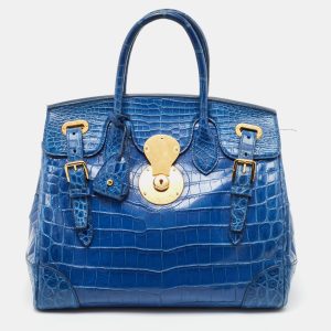 Ralph Lauren Blue Shine Crocodile Ricky 33 Tote, Tote Handbags - Luxury Closet catalog